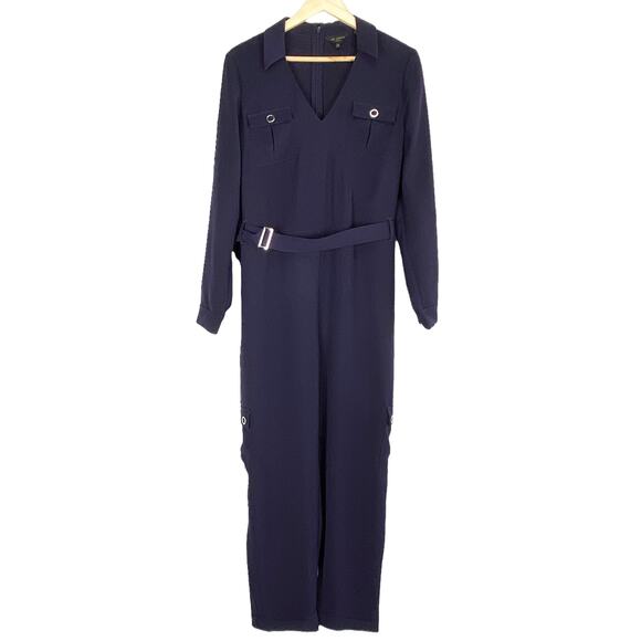 Ted Baker Flan Belted Long Sleeve Utility Romper Jumpsuit Navy Blue, Size 8 - Picture 4 of 11